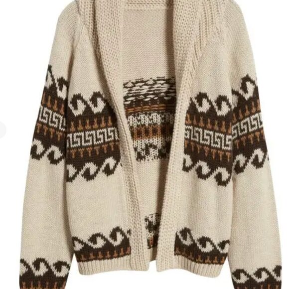 The GREAT Greek Key lodge jacquard alpaca cardigan size 1 - NWOT - Picture 4 of 10